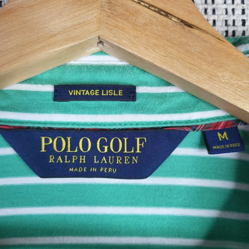 Vintage Polo Golf‎ Ralph Lauren Polo Shirt Mens Medium Stripe Lisle Golf 90s